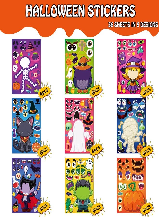 Thuodo Halloween Stickers for Kids 36 Sheets Halloween Characters Stickers Mix and Match Crafts Party Favors Trick or Treat Goodie Bag Fillers Classroom Prizes Party Game Activities Supplies - Image 4